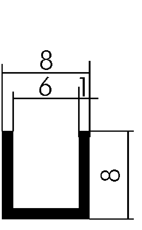 PVC-U-Profil 8x8x8x1mm, lichte Weite 6mm