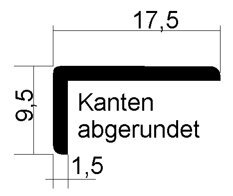 Aluminium-Winkelprofil 17,5x9,5x1,5mm, Fixlängen