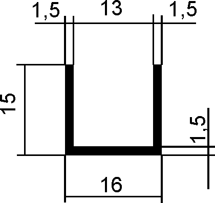 Aluminium U-Profil 15x16x15x1,5 mm