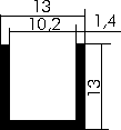 Aluminium U-Profil 13x13x1,4mm, Stäbe à 6m