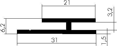 Alu H-Profil für 3mm Platten