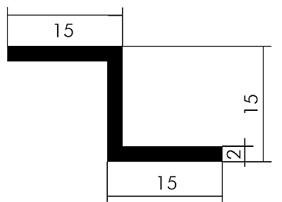 Aluminium-Z-Profil 15x15x15x2 mm, Fixlängen