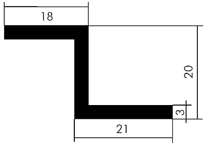 Aluminium-Z-Profil 21x20x18x3 mm, Fixlängen