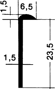 Aluminium-Kantenschiene 23,5mm, 6,5mm Breit