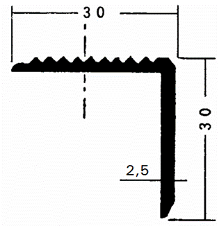 Aluminium-Treppenkantenwinkel 30x30x2,5mm, gebohrt