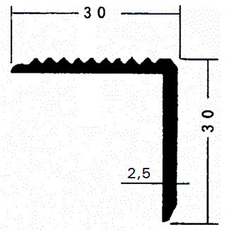 Aluminium-Treppenkantenwinkel 30x30x2,5mm, ungebohrt