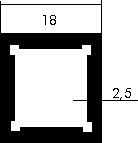 Kubus-Rohr 18x18x2,5 mm