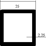 Kubus-Rohr 25x25x2,25mm Oberfläche roh/blank