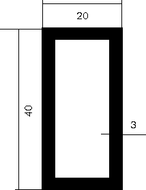 Aluminium-Rechteckrohr 40x20x3 mm