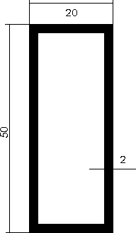 Aluminium-Rechteckrohr 50x20x2mm, Fixlängen