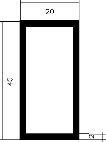 V2A-Edelstahl Rechteckrohr 40x20x2mm geschweißt