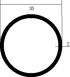 Aluminium-Rundrohr D=35x2 mm in Fixlängen