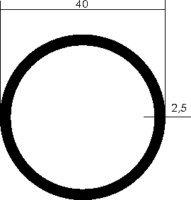 Aluminium-Rundrohr D=40x2,5 mm