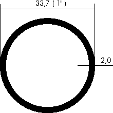 V2A-Edelstahl Rundrohr D=33,7x2mm (1)  innen kalibriert, geschweißt