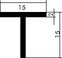 Aluminium-T-Profil 15x15x2 mm