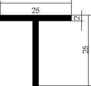 Aluminium-T-Profil 25x25x2 mm