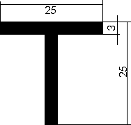 Messing T-Profil 25x25x3mm, CuZn40Pb2