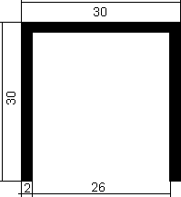 Aluminium U-Profil 30x30x30x2 mm