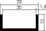 Alu U-Profil 10x23x10x1,5 mm, Fixlängen