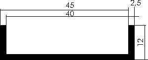 Aluminium U-Profil 12x45x12x2,5mm