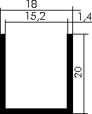 Aluminium U-Profil 20x18x20x1,4mm, Fixlängen