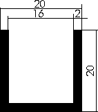 Aluminium-U-Profil 20x20x20x2mm