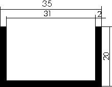 Aluminium U-Profil 20x35x20x2 mm