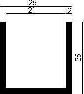 Aluminium U-Profil 25x25x25x2 mm