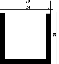 Aluminium U-Profil 30x30x30x3 mm