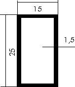 V2A-Edelstahl Rechteckrohr 25x15x1,5mm geschweißt