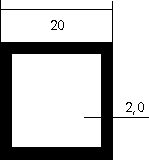 Aluminium-Vierkantrohr 20x20x2 mm