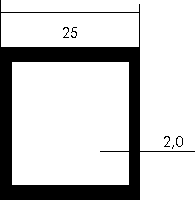 Aluminium-Vierkantrohr 25x25x2 mm