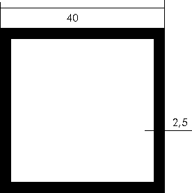 Aluminium-Vierkantrohr 40x40x2,5mm
