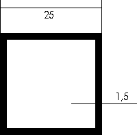Aluminium-Vierkantrohr 25x25x1,5 mm