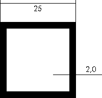 Aluminium-Vierkantrohr 25x25x2mm, Fixlängen