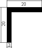 V2A-Edelstahl Winkelprofil 20x20x3 mm