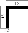 Aluminium-Winkel 15x15x2 mm